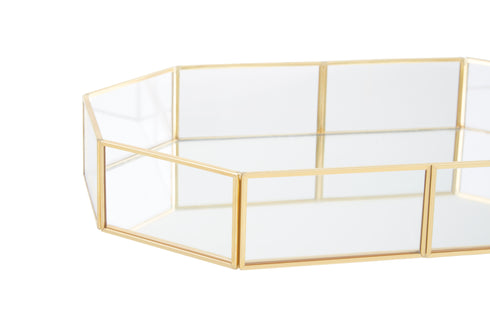 Octo Vintage Glass Jewellery Tray Gold